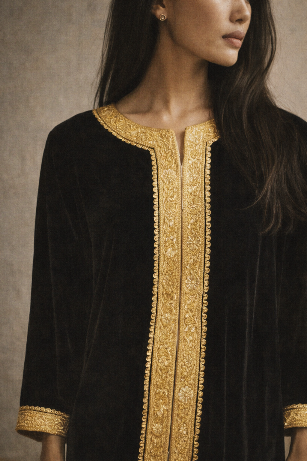 1960s Black & Gold Embroidered Caftan