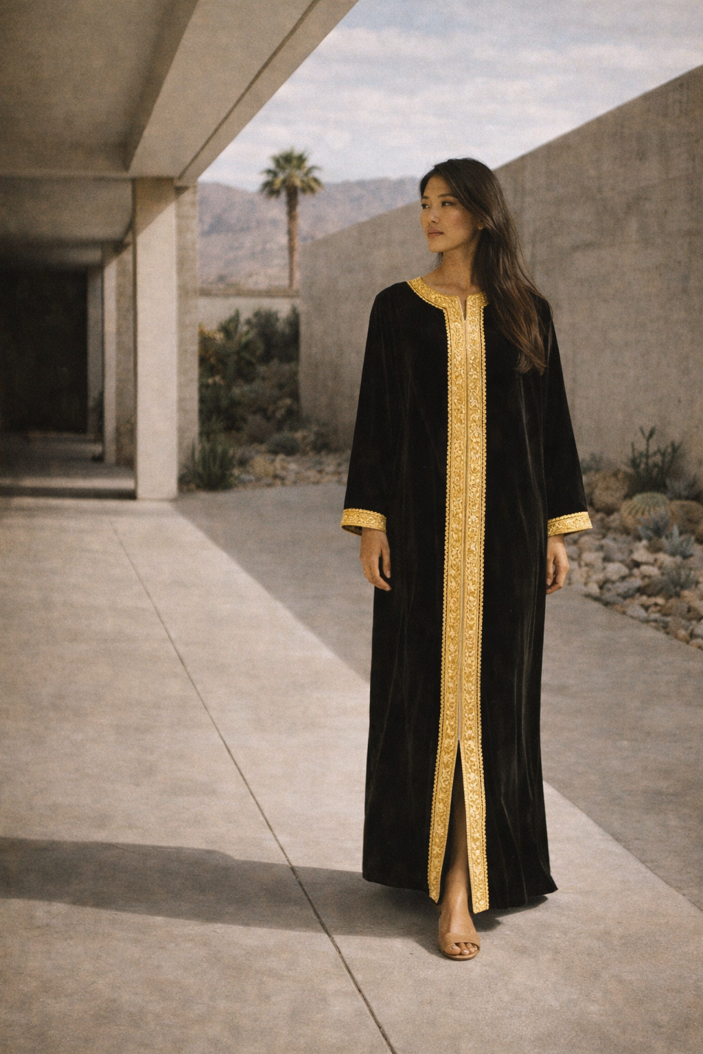 1960s Black & Gold Embroidered Caftan