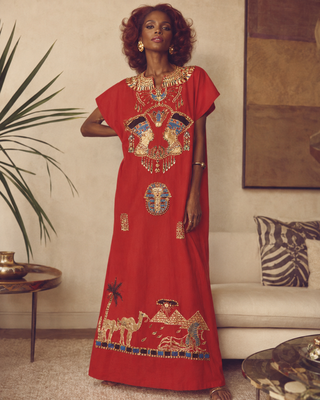1980s Egyptian Horus Sequined Caftan — Made in Egypt