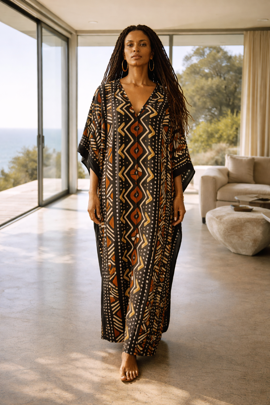 1960s African Graphic Caftan