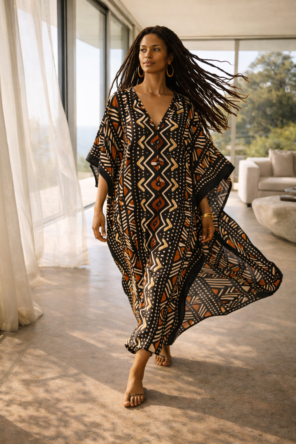 1960s African Graphic Caftan