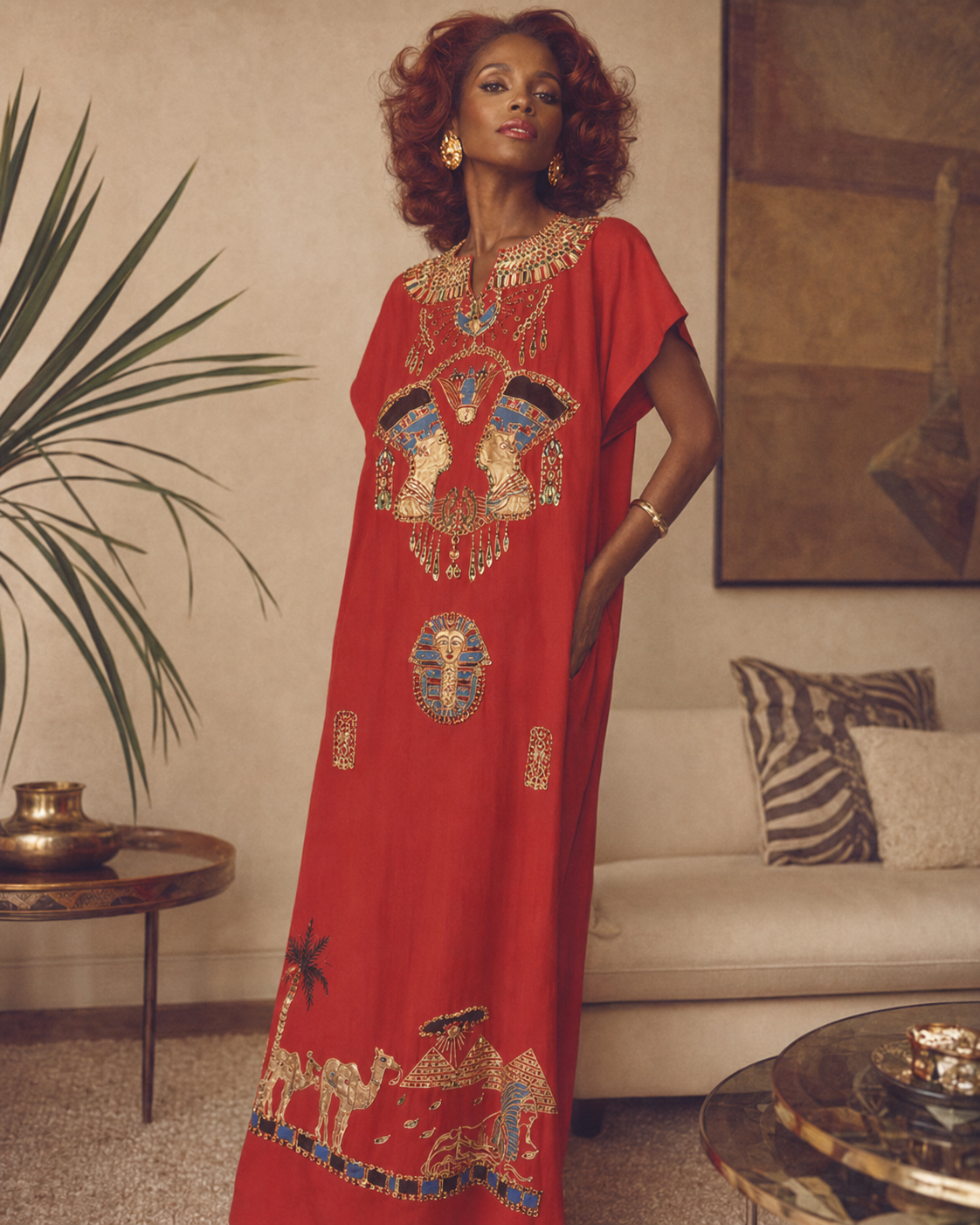 1980s Egyptian Horus Sequined Caftan — Made in Egypt