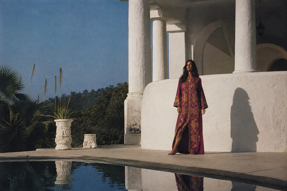 Beautiful Gold Embroidered Vintage 1960s El Greco Greek Caftan