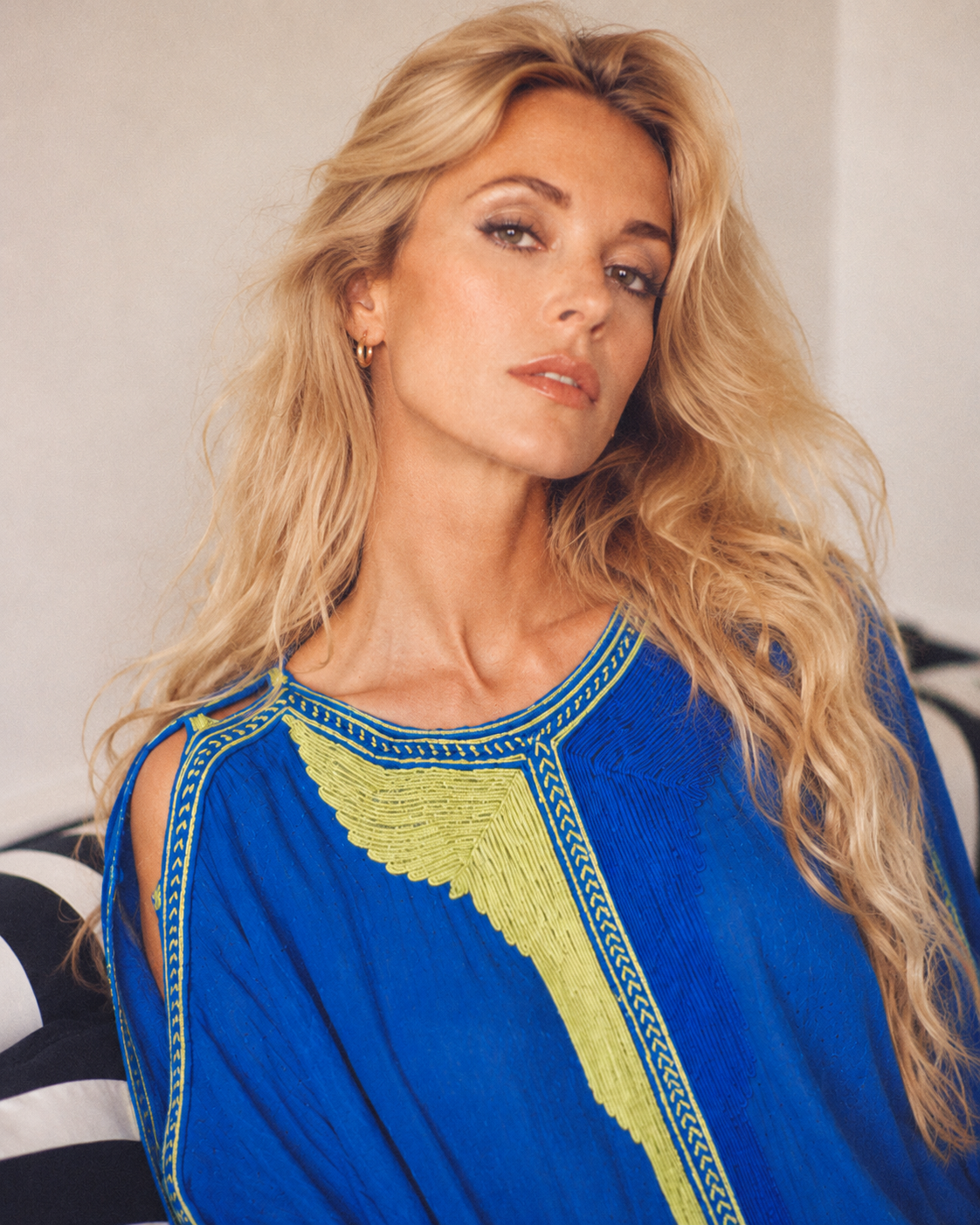 1980s Caravan Cobalt Embroidered Moroccan Caftan